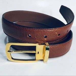 JAFFERJEES JM Men Genuine Leather Gold Hardware Belt